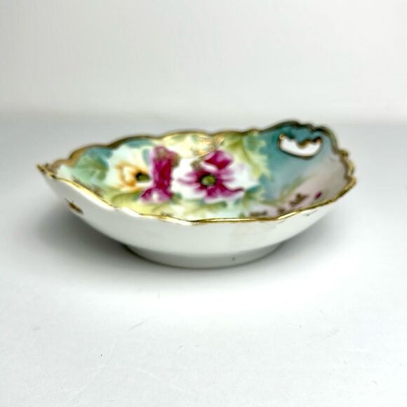 Antique Maple Leaf Mark Nippon Porcelain Hand Painted Embossed Bowl 1891-1911 - Picture 10 of 12